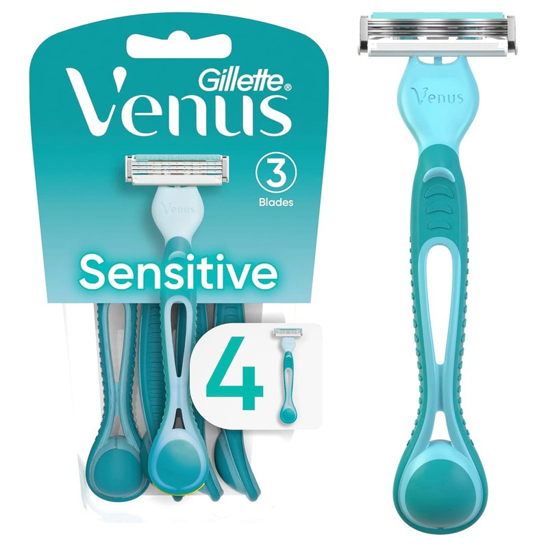 Gillette Venus Simply 3 Sensitive Women's Disposable Razors - Pack of 4 for Gentle Shaving