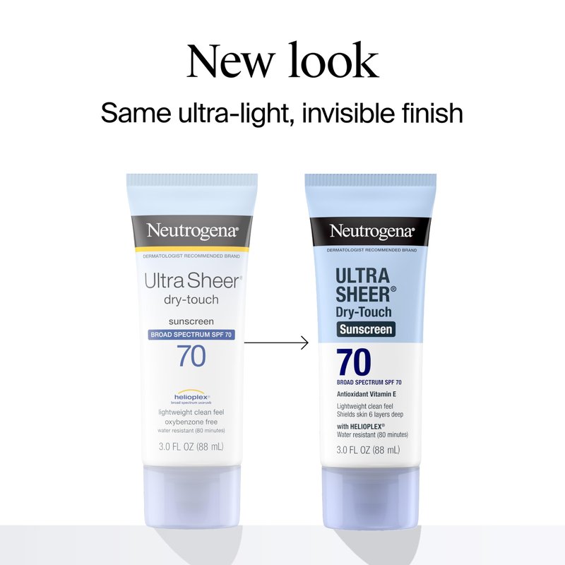 Neutrogena Ultra Sheer Dry-Touch Sunscreen For Face & Body, SPF 70 Broad Spectrum UVA/UVB Protection, Lightweight Water Resistant & Non-Greasy, Travel Size Sunscreen, 3 fl. oz (Pack of 3)