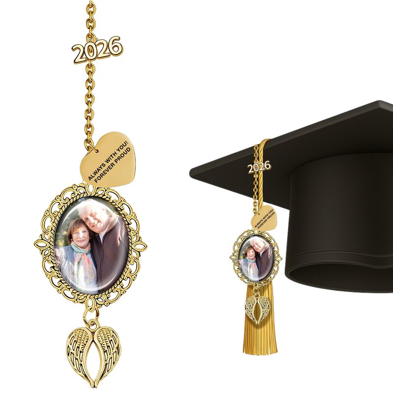 Dyoart Custom Photo Grad Cap Tassel Charms, Memorial Gifts for Class of 2026 Gown Ceremony, Personalized Graduation Cap Decorations Gifts for Grads Him Her