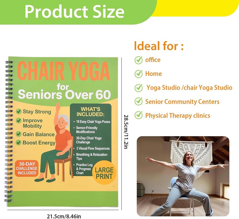 Chair Yoga for Seniors - Gentle Seated Guide for Flexibility & Balance | 30-Day Challenge A4 Size Routine