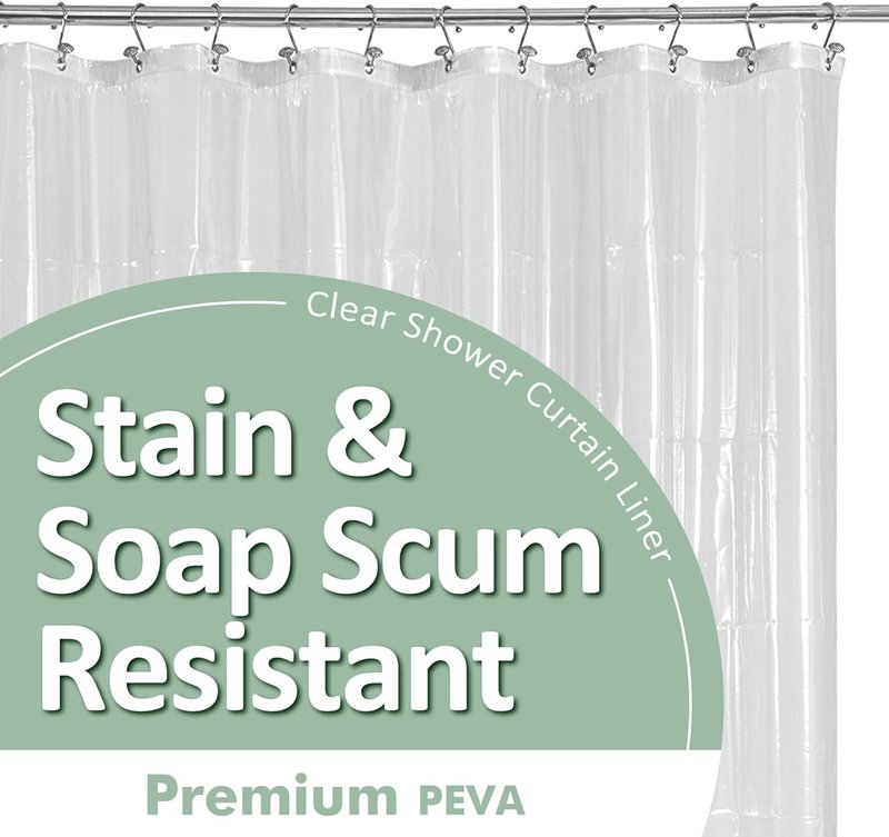 Barossa Design Shower Liner - Premium Clear PEVA with Rustproof Grommets & 3 Magnets | Waterproof, Lightweight Standard Size