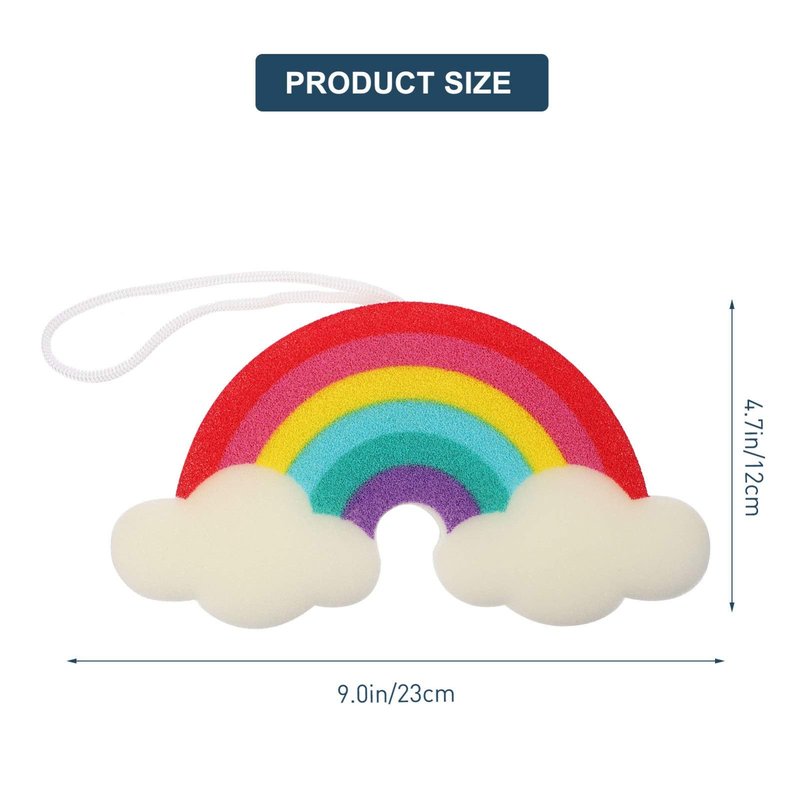 Mobestech Rainbow Shower Sponge for Kids Soft Exfoliating Bath Loofah Body Scrubber Gentle Cleaning with Fun Rainbow Design Lightweight and Compact 9.05X4.72X1.37In