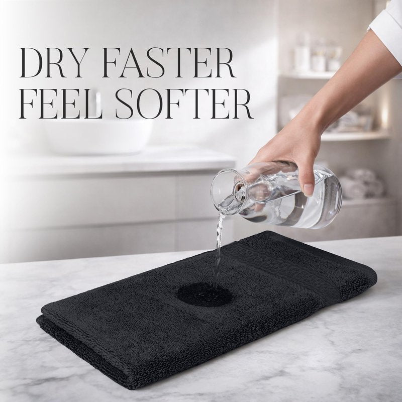 RIVERSIDE 12-Pack Premium 100% Cotton Charcoal Gray Face Towels for Bathroom [12x12] - Reusable Luxury Face Wash Cloths for Showering - 550 GSM Super Soft & Absorbent Washcloths for Body, Spa & Gym