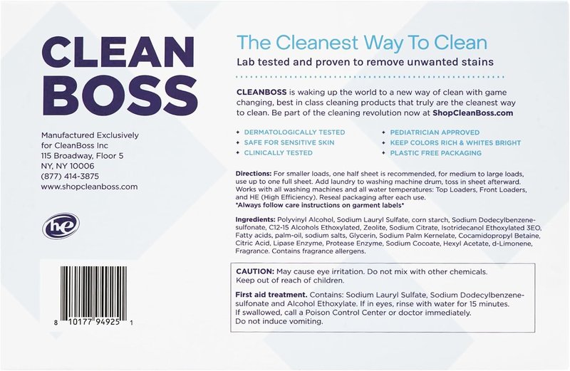 CleanBoss Laundry Detergent Smart Sheets - Eco-Friendly, Easy-To-Use | 30 Sheets