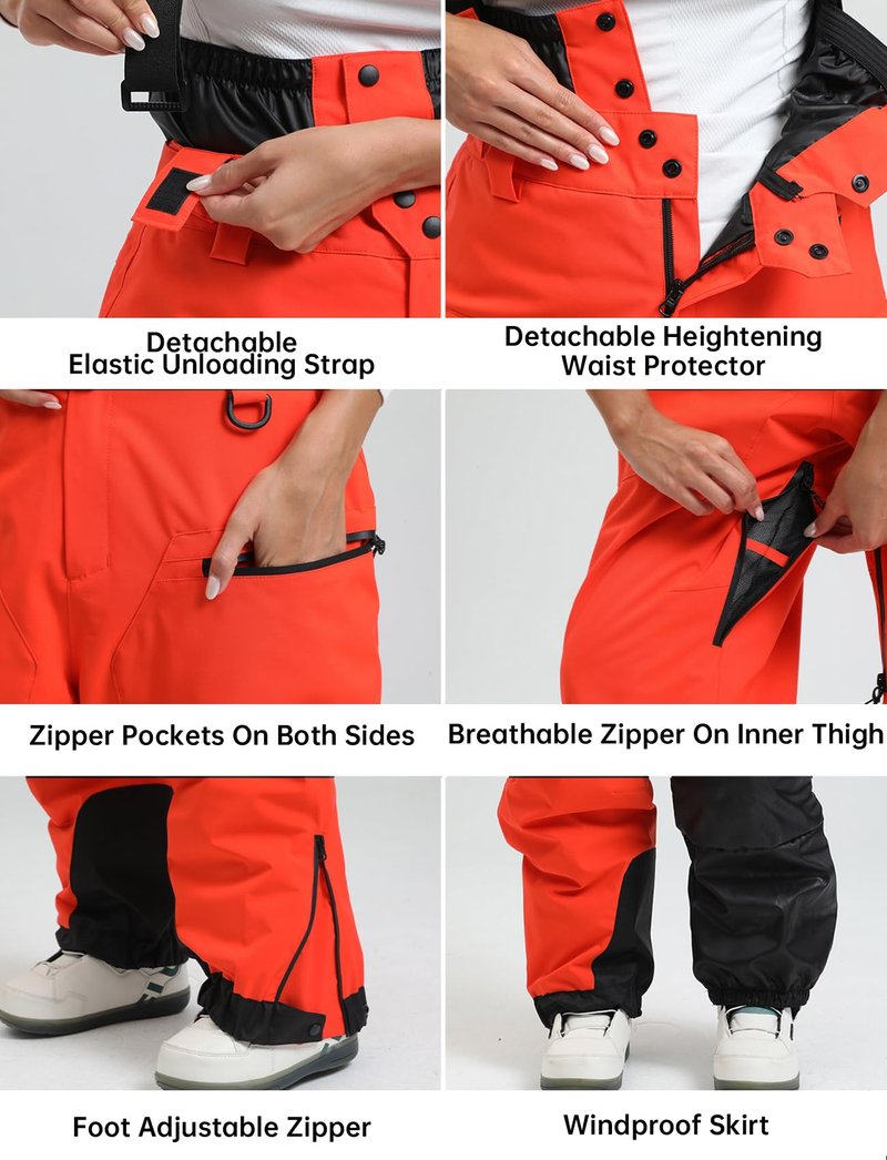 GSOU SNOW Womens Baggy Snowboard Pants Ski Bibs Snow Loose Overalls Waterproof Windproof Insulated Warm
