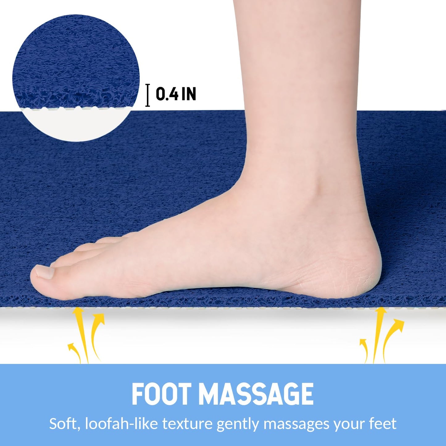 Hargiis Non-Slip Bathtub Mat, Anti Slip Shower Mat, Fast Drying Bathtub Mats, Foot Scrubber Mat, Anti Slip Mat for Tub, Floor, Bathroom, Kitchen, Home, Hotel (Navy Blue 40"×16")