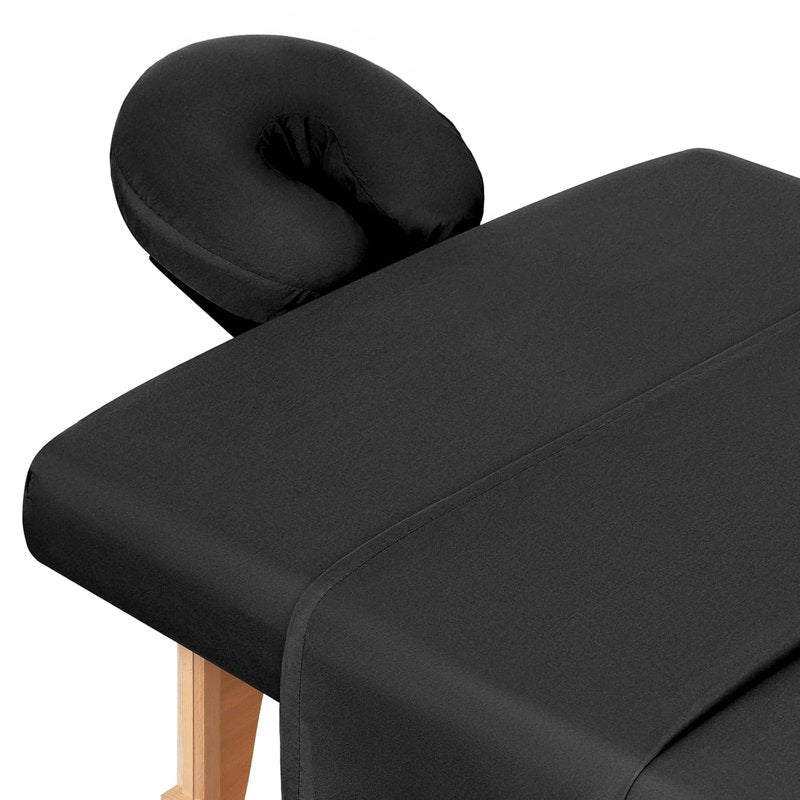 Comfyanno Massage Table Sheets Set - 3 Pcs Microfiber Spa Bed Covers, Soft & Stain Resistant | Black