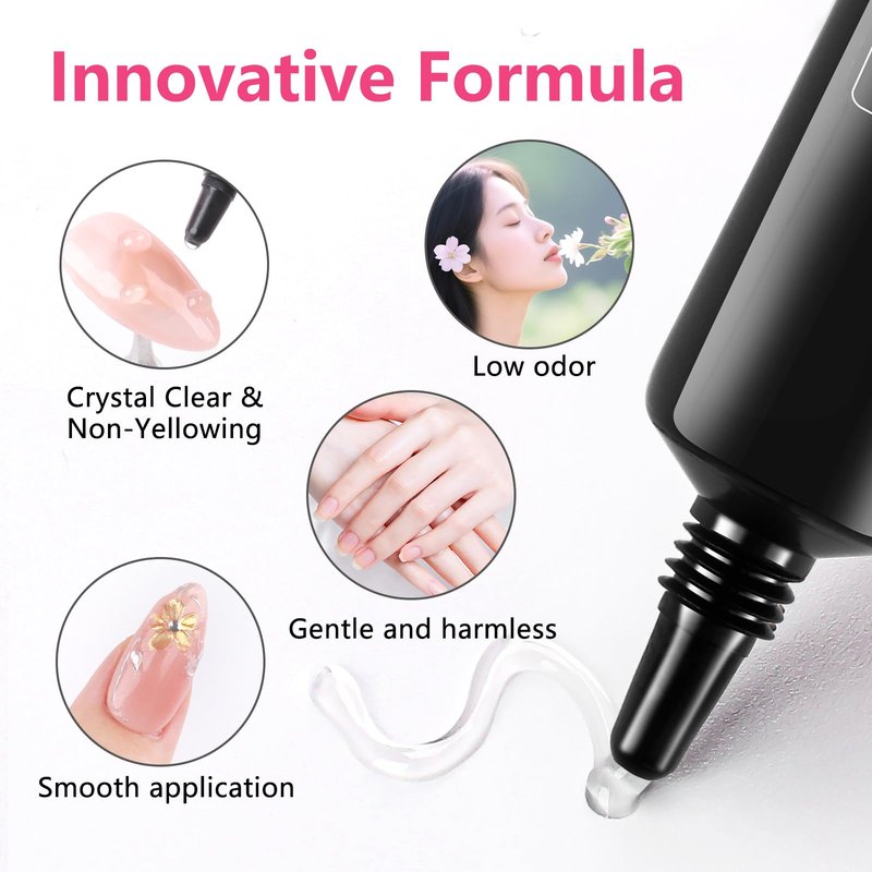 BQAN 3D Nail Sculpting Gel Kit, 2x10g UV Gel No-Wipe Formula with Chrome Powder, Professional Nail Art Gel for Salon DIY Design, Rhinestone Application & Gel Manicure (Clear)