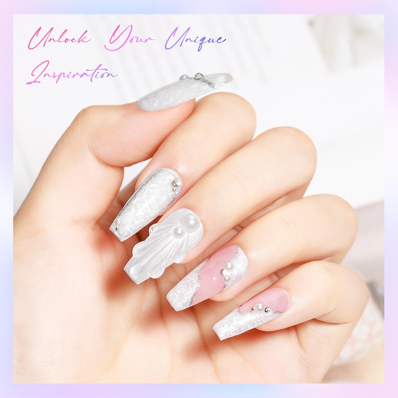 MIZHSE Pearl Gel Nail Polish, 6 Colors Iridescent Mermaid Gel Polish Set, Drawing Nail Gel Shell Thread Effect Shimmer White Pink Purple Soak Off Nail Art Manicure Home Gift for Wome