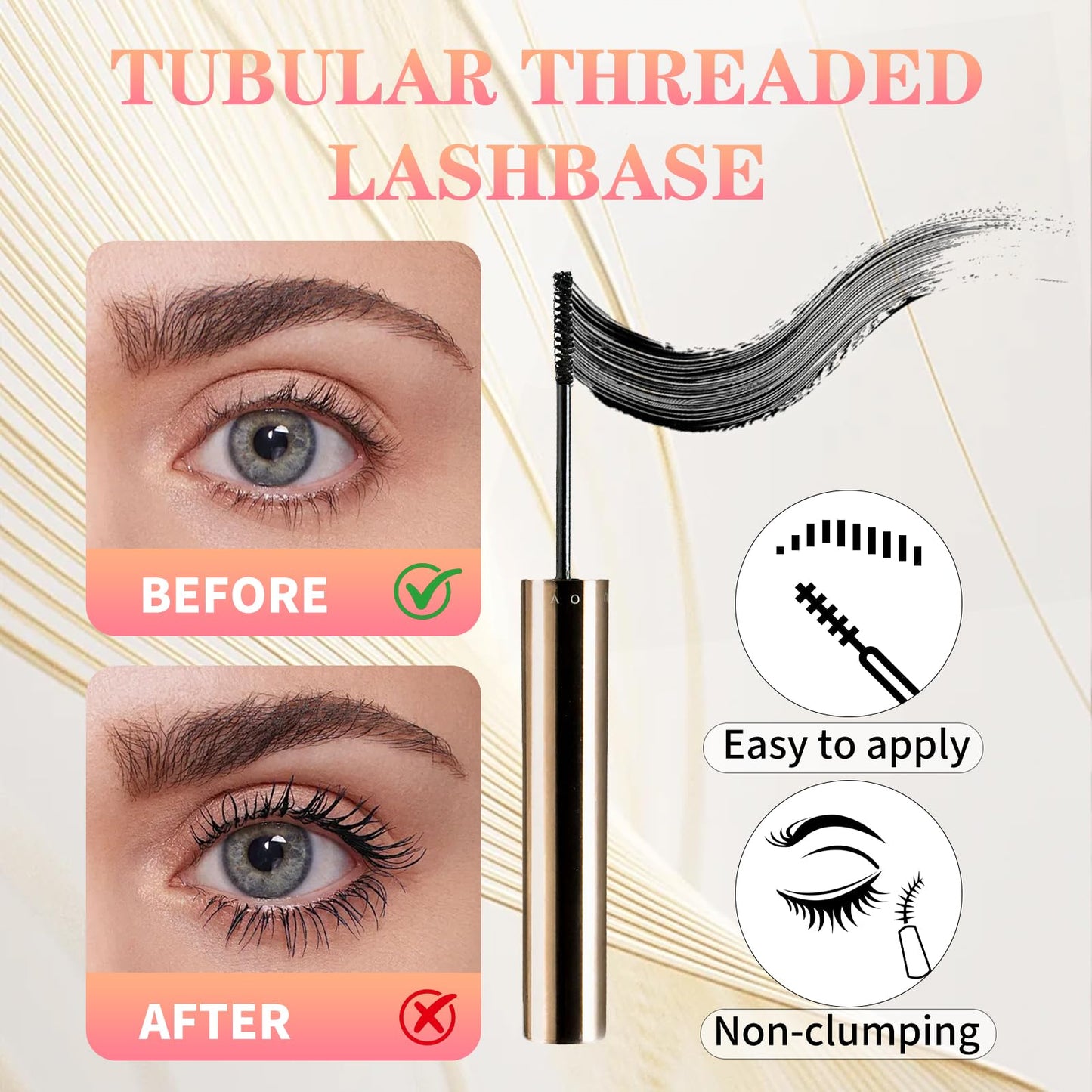 Ultra-Fine Lengthening Waterproof Quick-Dry Mascara, 2026 New 3D Volumizing Mascara, Fine Brush Tip Quick Drying Smudge Proof No Clumping (Black+Brown)