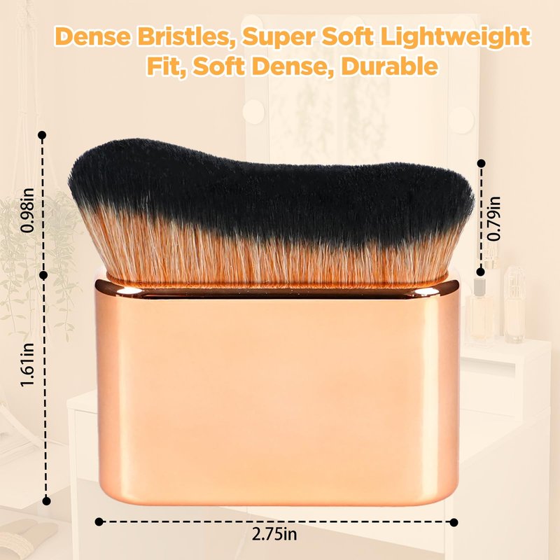 Self Tanner Brush,Body Makeup Brush, Kabuki Brush for Face and Body,Self Tanning Applicator for Leg Makeup,Bronzer,Lotion,Cream and Powder,Vegan Synthetic Bristles with Travel Case.Rose Gold