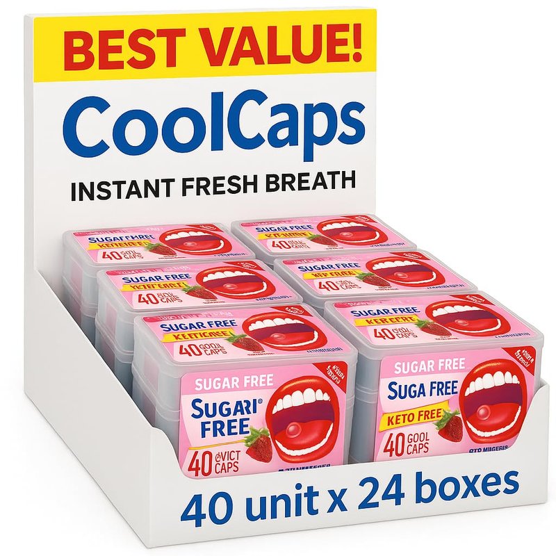Papermints CoolCaps Breath Mints Sugar Free for Bad Breath Strawberry 24 pack – 960 mints. Extreme bad breath treatment for adults. Breath Freshener Sugar Free Mints.
