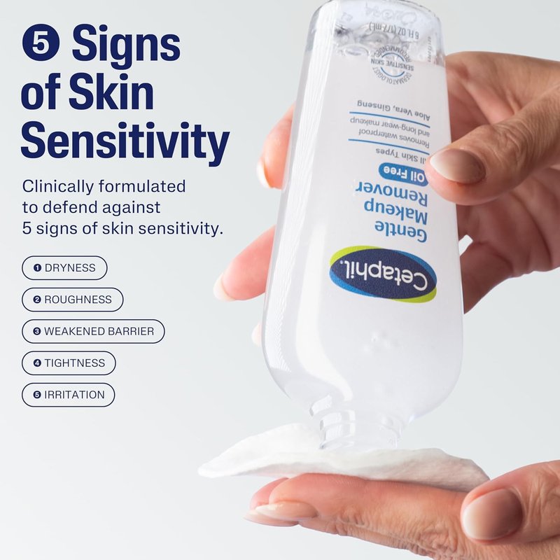 Cetaphil Gentle Waterproof Makeup Remover - Oil-Free Formula for Sensitive Skin | 6 Fl Oz