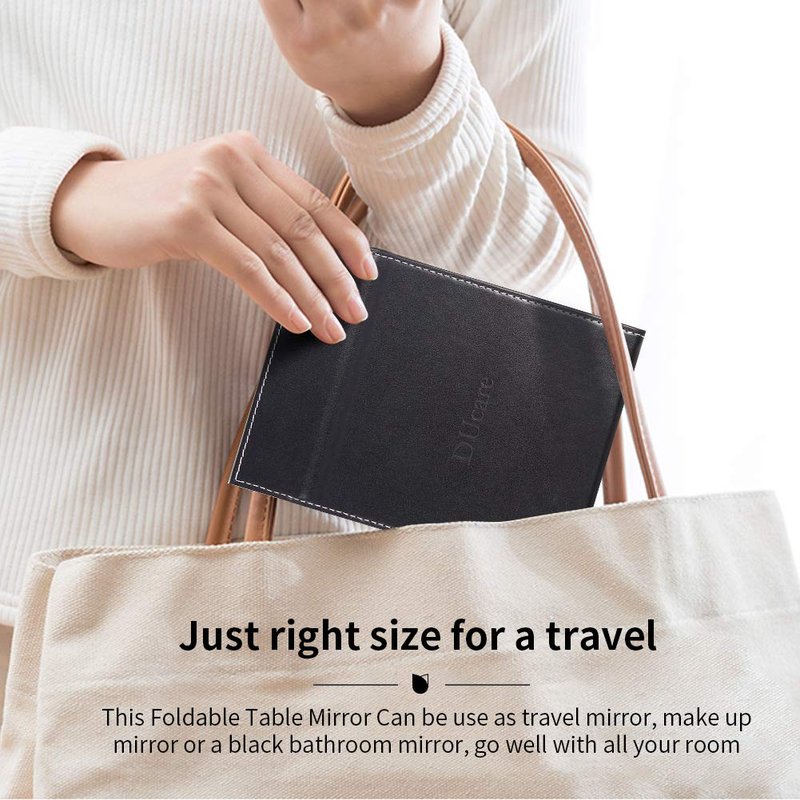 DUcare Portable Folding Mirror - Adjustable Ultrathin Vanity Mirror with Stand for Travel & Home