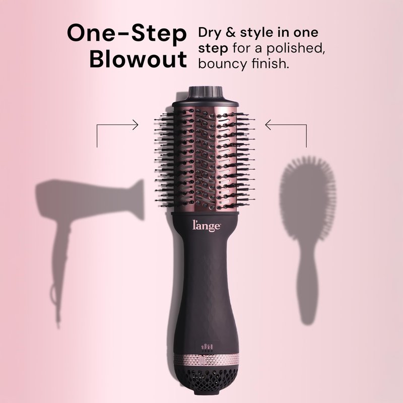L'ANGE HAIR Le Volume 2-in-1 Titanium Blow Dryer Brush | Frizz Control Blowout Hair Dryer Brush For Drying And Straightening | Volumizing Hot Air Styler For All Hairstyles | Oval Barrel | Black - 75mm