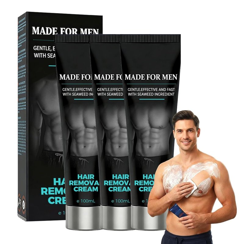 Fast-Acting Body Hair Removal Cream for Men, 2026 Upgraded Men’s Hair Removal Cream for Male Grooming, Gentle Moisturizing Soothing Depilatory Cream for Arms Legs Chest Underarms (3, 100ml)