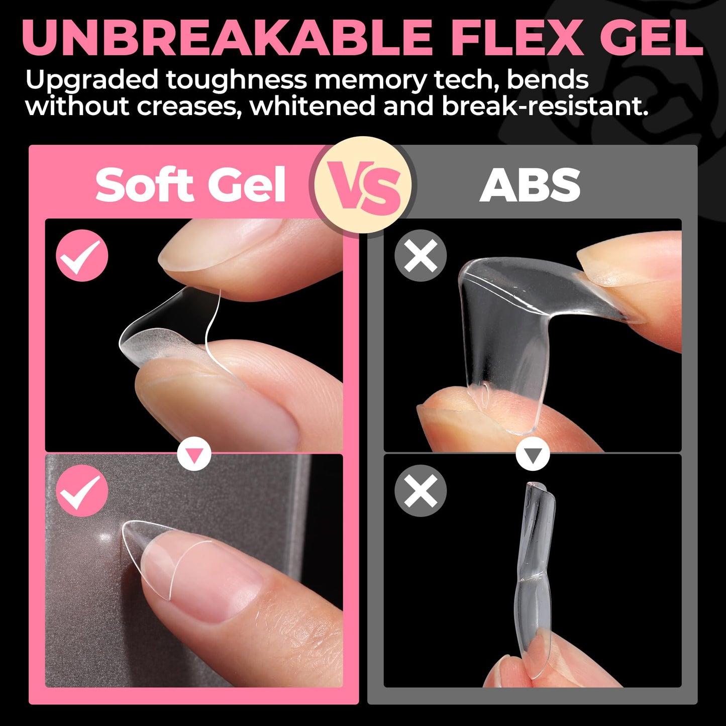 UNA GELLA Gel Nail Tips Almond Shape: 504pcs Medium Almond Nail Tips Half Cover Upgrade Soft Gel Matte Design for DIY Press On Nails Acrylic False Nails Tips 12 Sizes