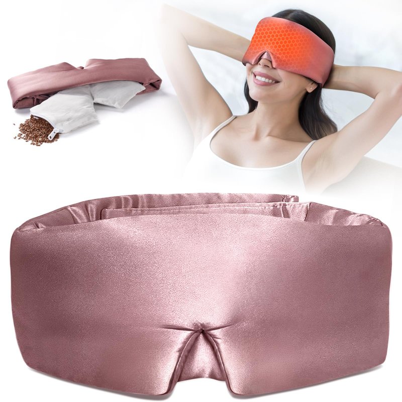 LitBear Mulberry Silk Sleep Mask 22 Momme, Microwave Heated Eye Mask for Dry Eyes, Adjustable Weighted Sleeping Mask for Women Men, Warm Compress Light Blocking Eye Cover for Relax