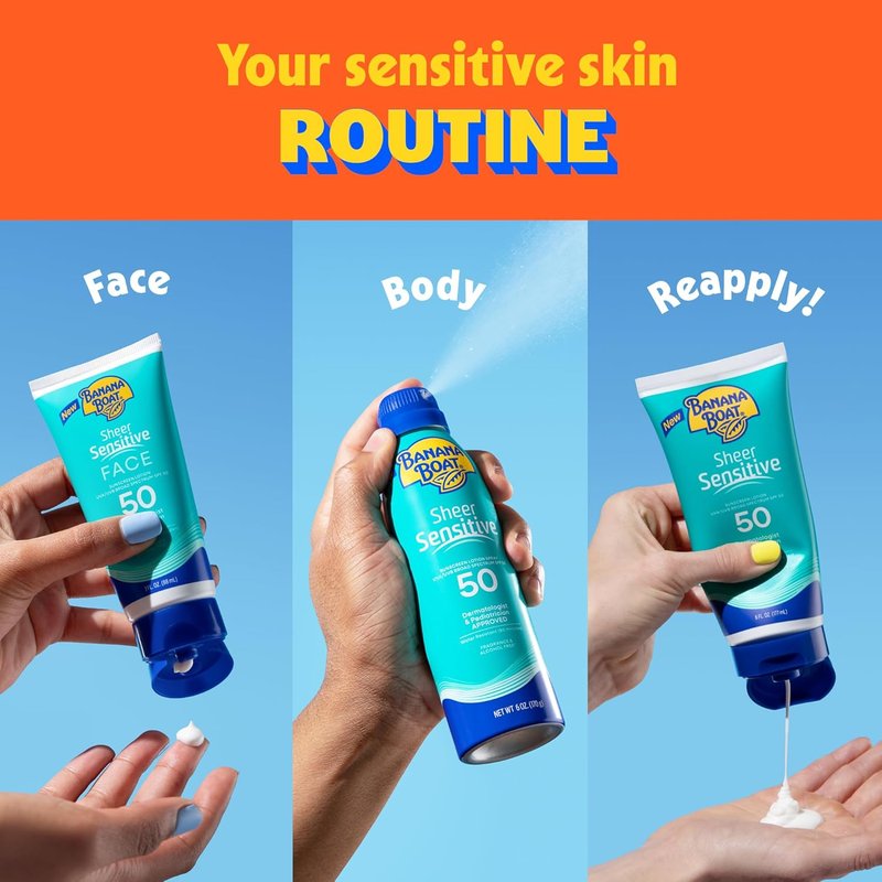 Banana Boat Sheer Sensitive Face Lotion - SPF 50, 3oz | Lightweight & Non-Greasy Formula