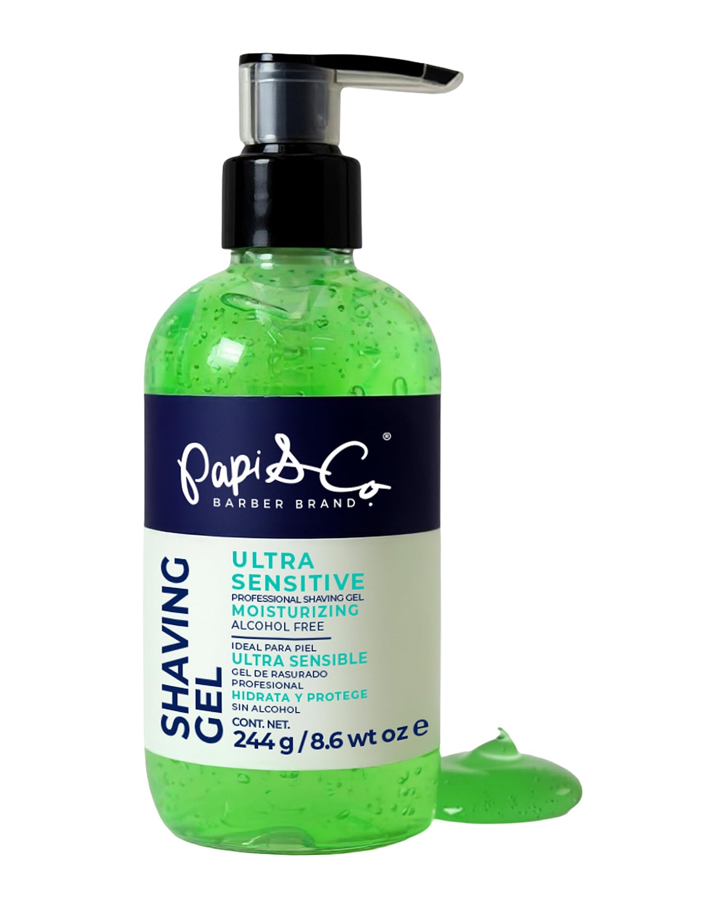 Papi&Co Shaving Gel for Ultra Sensitive Skin - Gentle, Alcohol-free, Moisturizing and Protecting Face Shave Gel for Men 17.6 Oz
