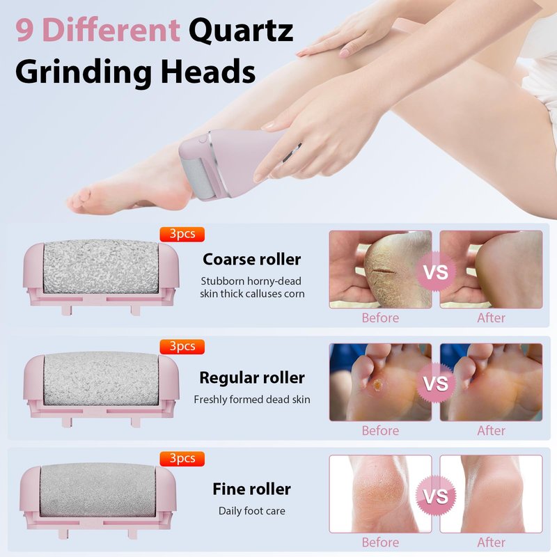 AdamPark Electric Callus Remover for Feet, Rechargeable Portable Electronic Foot Callus Remover 2-in-1 Wet/Dry Foot Scrubber Electric Toot File for Hard Cracked Dry Dead Skin（Pink）