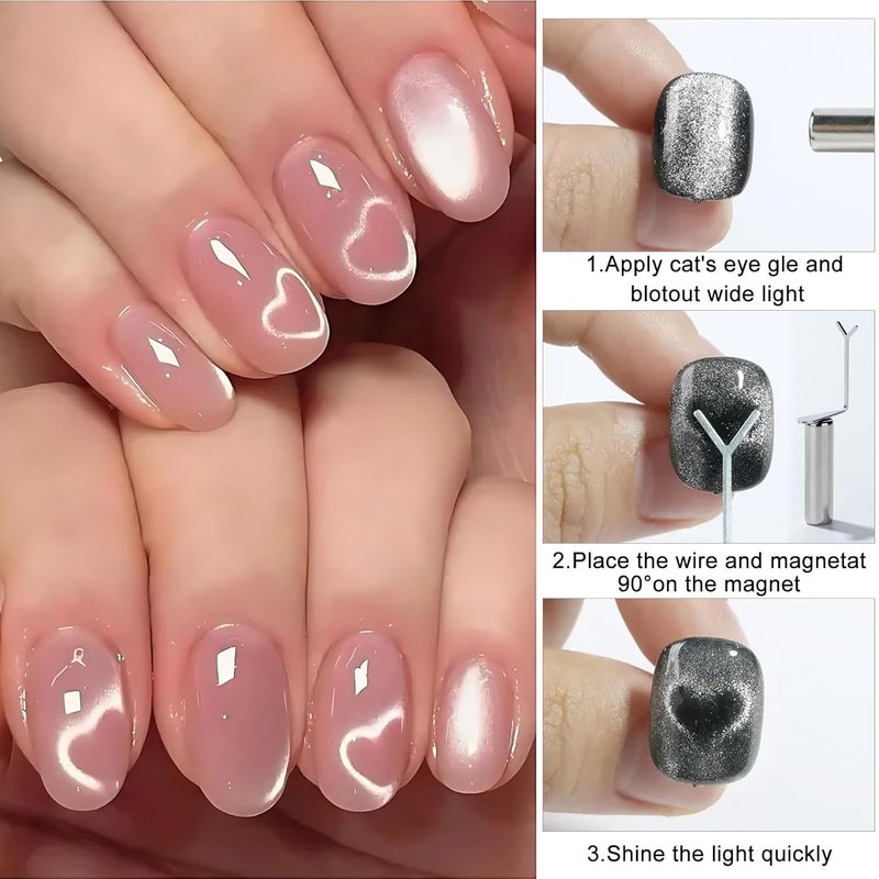 Skiennix 6-Pcs Nail Art Magnet Stick Set - Professional Magnetic Tools for 3D Cat Eye Gel Polish | Multi-Shape Designs
