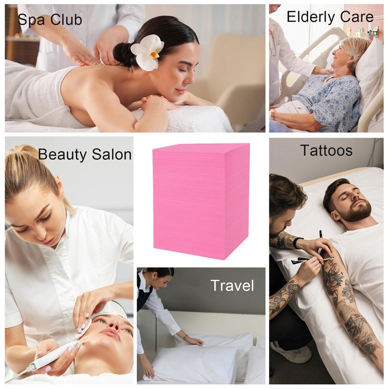200 Piece Disposable Massage Table Sheets 31" x 71" - Non-Woven Fabric Bed Covers for Spa, Massage, Beauty & Tattoos - Breathable, Hygienic (Pink)