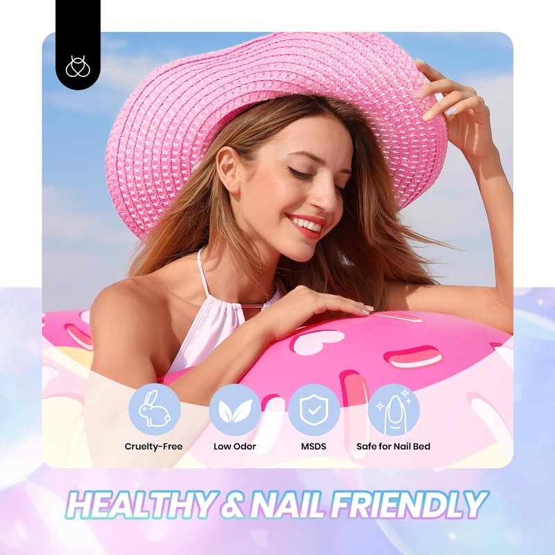 Beetles Pastel Gel Nail Polish Set - 6 Colors Spring Jelly Gel Polish Kit Pink Blue Purple Orange Yellow Green Sheer Translucent Effect Soak Off UV Macaron Dream Nail Art DIY Gift for Women