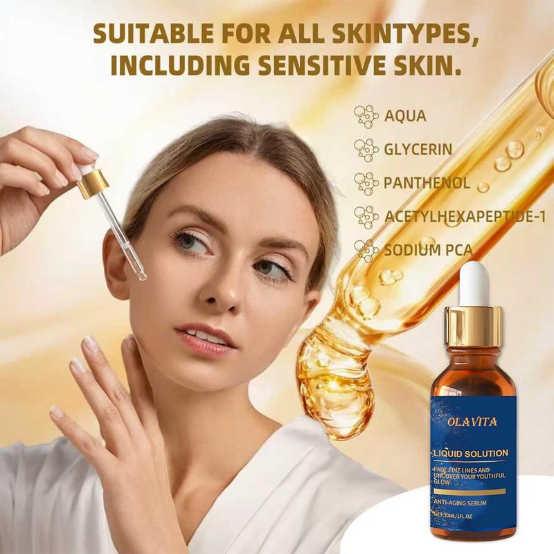 OLAVITA Liquid Solution Anti Aging Serum – New Upgraded Vitamin C Hydrating & Firming Facial Serum with Collagen Support,2Pack