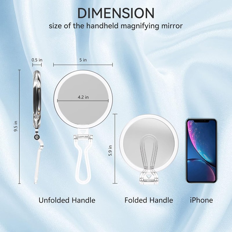 30X Magnifying Travel Mirror - Double-Sided 1X/30X Makeup Hand Mirror | 5 Inches with Handle