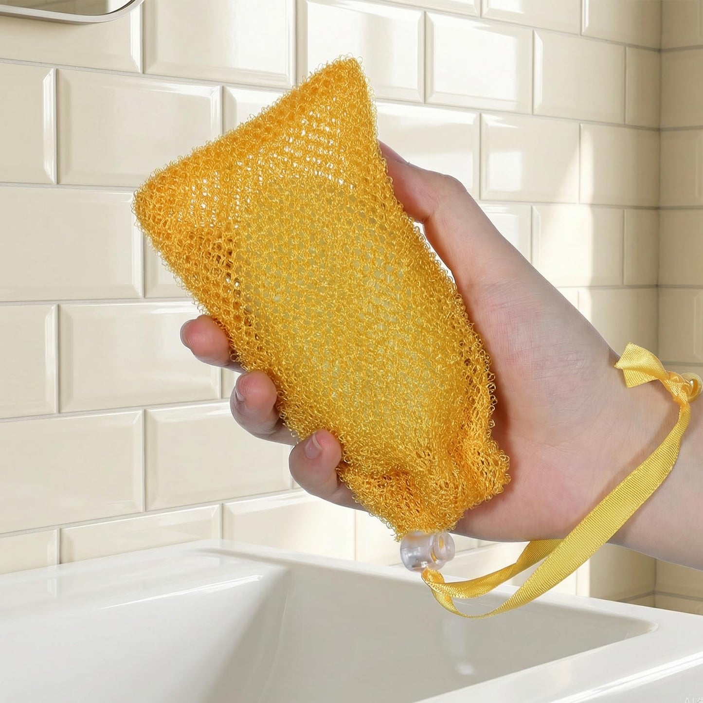 4 Pieces Exfoliating Soap Bag for Shower, Bar Soap Saver Pouch Body Scrubber Exfoliator Pocket with Drawstring Foaming Soaps Holder for Shower, Travel Bathing (5.5 x 3.5 Inches)