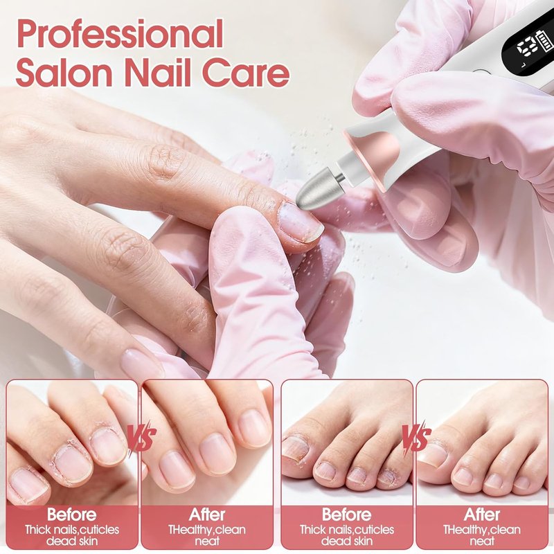 Electric Nail Drill File - Cordless Professional Manicure & Pedicure Set with Drill Bits | Ideal for Men & Women