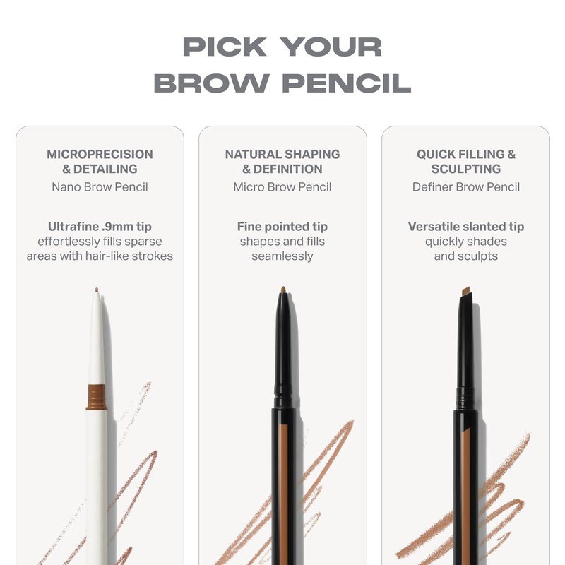 Morphe Nano Brow Pencil - Ultrafine Eyebrow Pencil for Hairlike Strokes - Precision Eye Makeup with Spoolie Brush for Natural Definition and Long-Lasting Wear - Almond (0.001 oz)