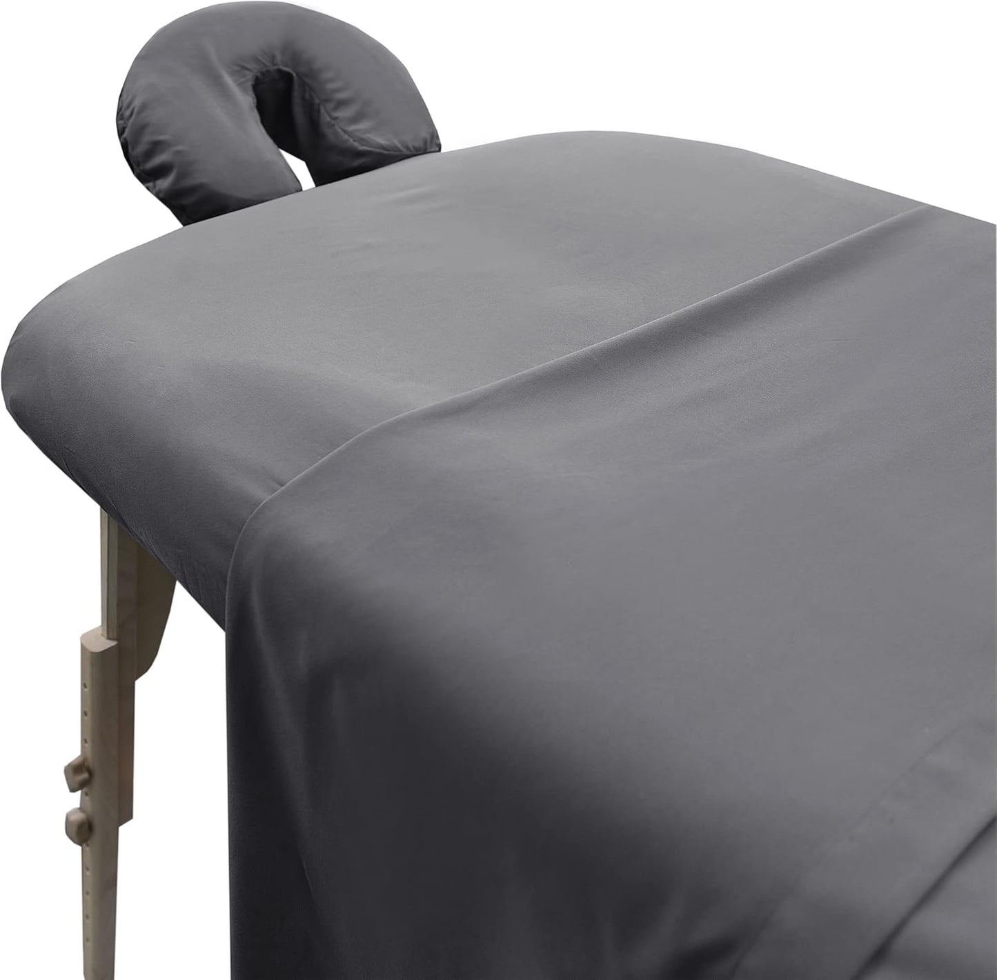 Soft Microfiber Massage Table Sheets Set - 3-Piece Cover, Fitted Sheet & Face Rest | Grey