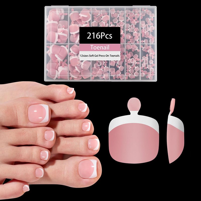 OPkssnails French Gel Nail Tips,240pcs Pre-French Tip Press on Nails, No Need to File Tips Pre-lasting,Full Cover Fake Nails Extension for Women Nail Art DIY 15 Sizes