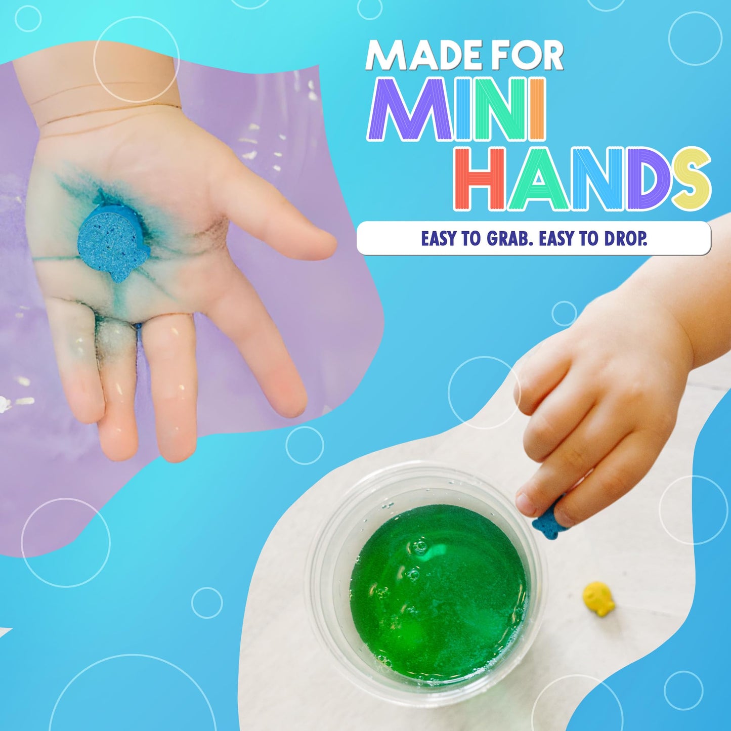 SplashEZ STEM Bath Color Tablets for Kids 150 Count - Fizzy Bath Bombs for Kids and Toddlers, Non Toxic, Fragrance Free, No Tub Staining, Easy Clean, Toys for Kids