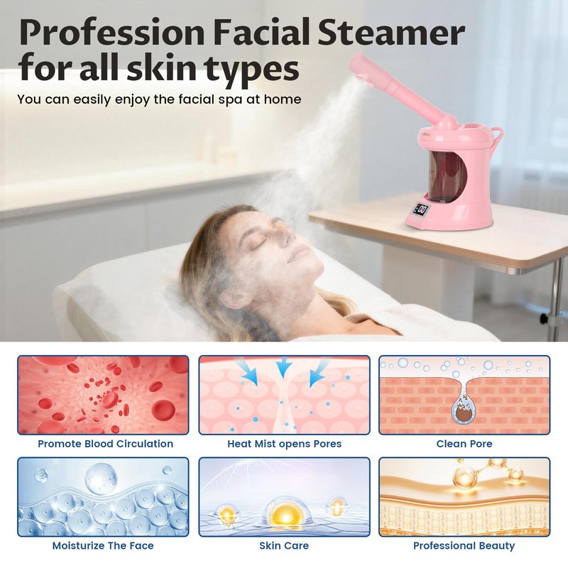 LKT COBTAC Hair Steamer 2 in 1 Hair and Facial Steamer,Design for Personal Use at Home or Small Salon Shops