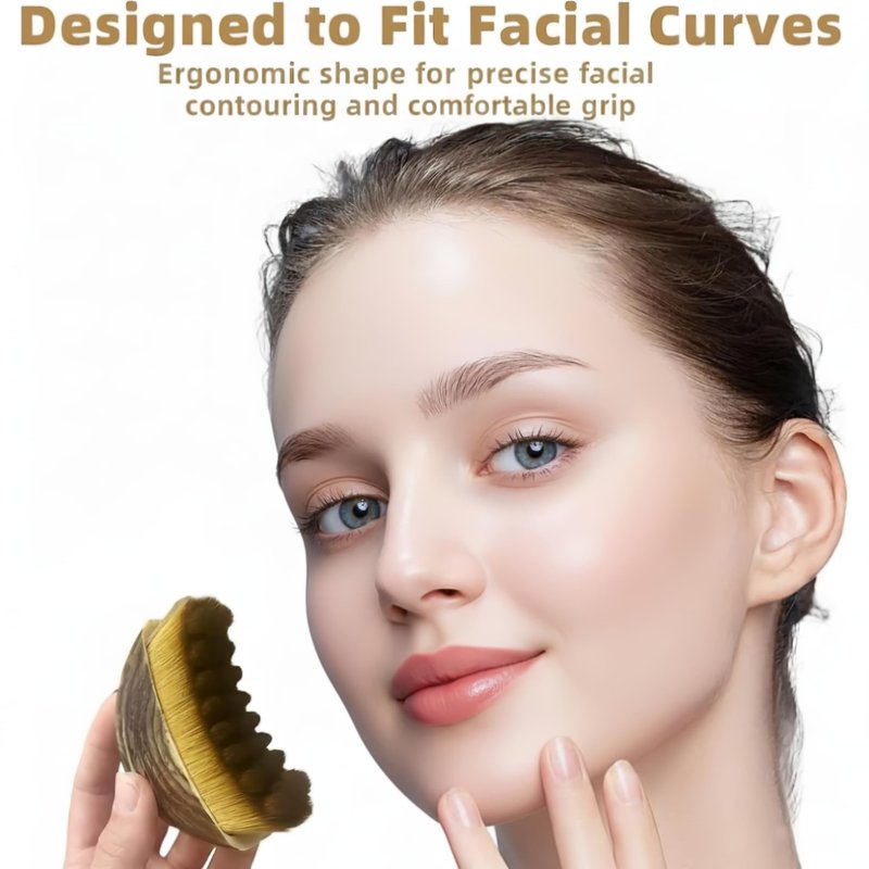 Ergonomic Lymphatic Contour Brush for Your Face – New Lymphatic Contour Face Brush for Depuffing, Facial Massage & Natural Face Sculpting, Soft Bristle Curved Design for Daily Facial Care.