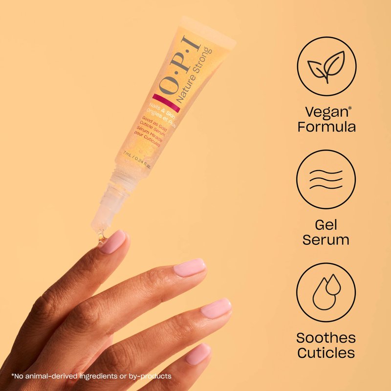 OPI Nature Strong Nails & Skin - Good as Gold Cuticle Serum | Hydrating Gel Serum to Soften & Sooth Cuticles On-The-Go | Enriched with Skin-Smoothing Emollients | 0.24 Fl Oz | 7 mL