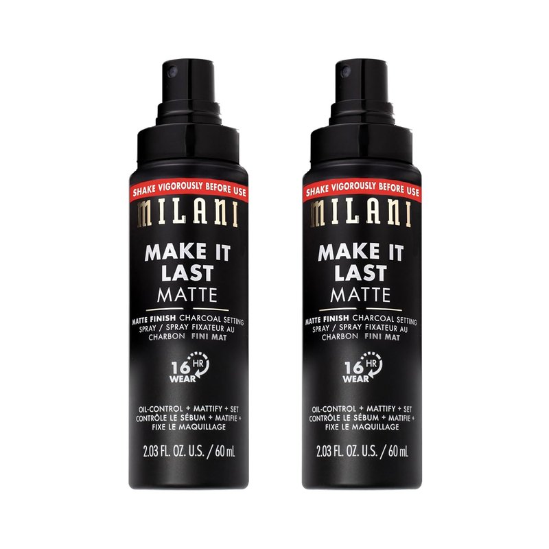 Milani Setting Spray & Primer - Oil Absorbing Charcoal Formula for Oily Skin | 2 Pack