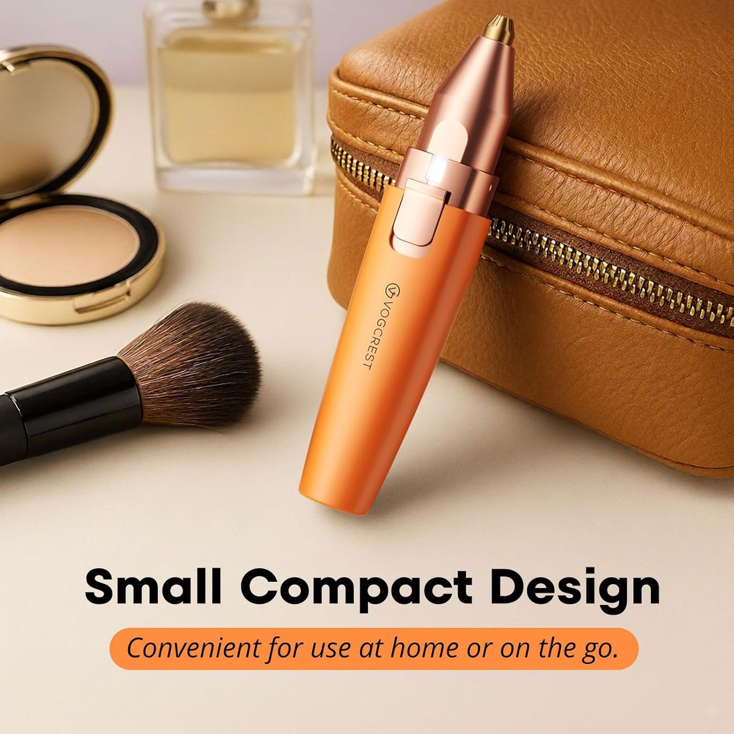 VG VOGCREST Eyebrow Facial Trimmer - 2-in-1 Rechargeable Hair Removal & Shaver with LED Light (Orange)