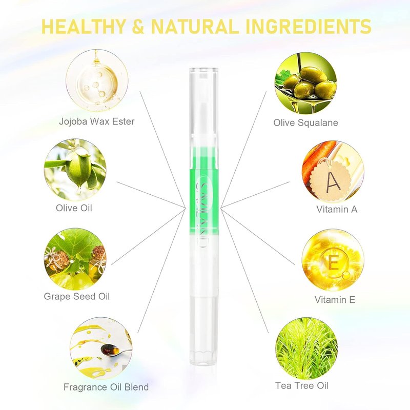 SAVILAND Revitalizing Cuticle Oil Pen : 6PCS Nail Oil with Vitamin E Jojoba Nail Strengthener Nail Growth Serum for Brittle Peeling Breaking Thin Nails Hydrating Repair Cuticle Conditioner Overnight