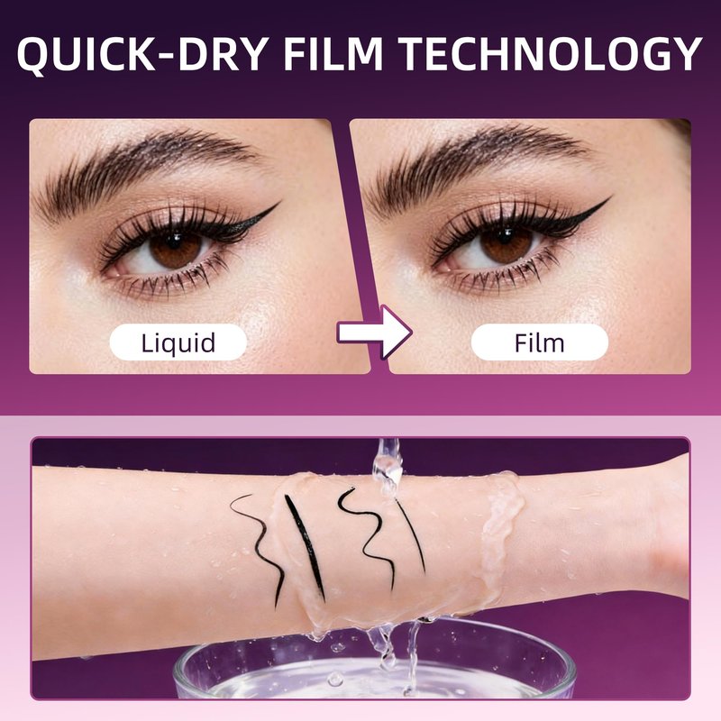 Black Eyeliner, Liquid Eyeliner Waterproof with Ultra Fine Brush, Quick Drying, Smudge Resistant, Eye Liner Intense Pigment Liquid Pen for Long Lasting Satin Finish, Cruelty-Free, Vegan, 0.042 Fl Oz