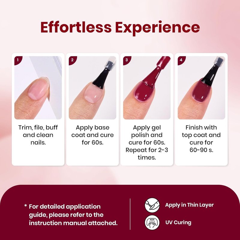 Burgundy Red Gel Nail Polish - Long-Lasting Soak Off UV/LED | 15ML Wine Color for DIY Manicure