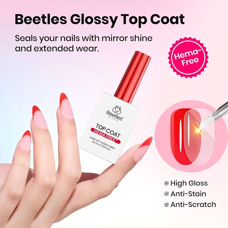Beetles Protein Nail Prep Dehydrator & Primer - Hema-Free, Acid-Free Bond Primer for Gel & Acrylic Nails | Matte & Glitter Top Coat Set