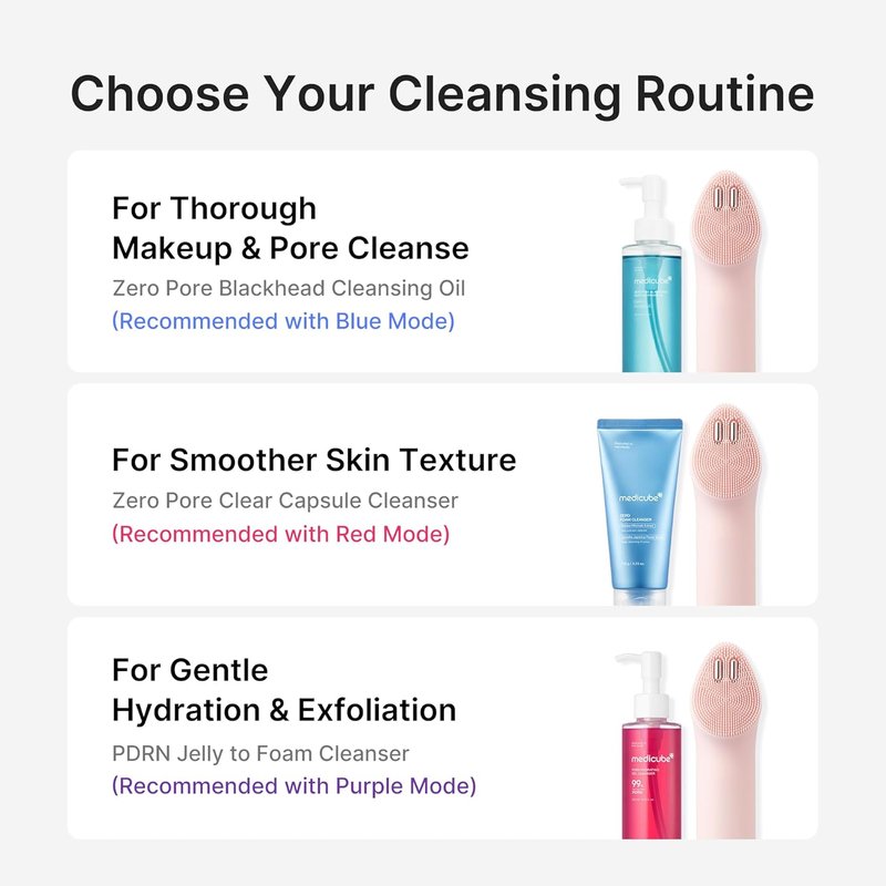 Medicube Mini Booster Pro Plus Cleansing Device Set - 2-in-1 Facial Cleansing & Skincare | Portable Pink Device with 3 Modes for Pore & Sebum Care