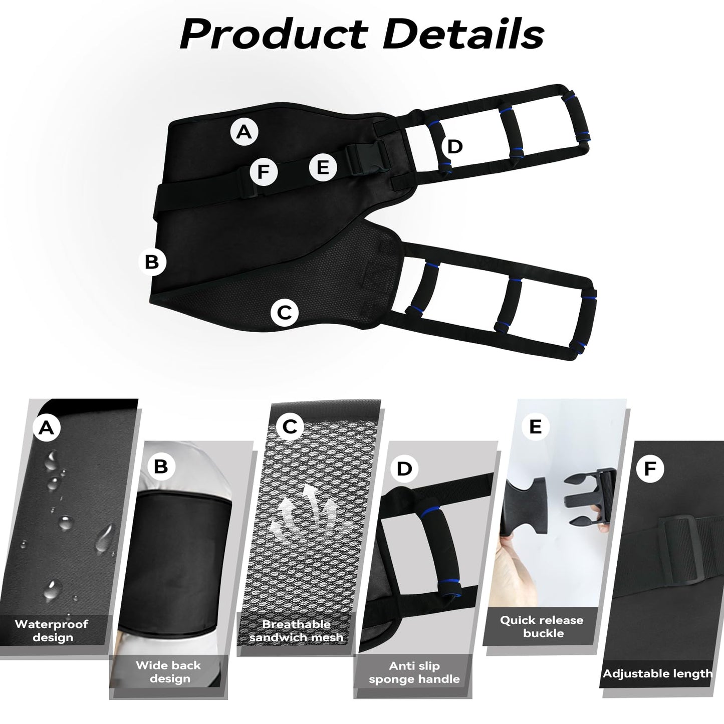 Transfer Belt for Elderly, Transfer Sling Gait Belts for Seniors Heavy Duty Patient Lift with Straps, Mobility Standing and Lifting Aid for Disabled, Elderly Safely Move from Wheelchair and Bed