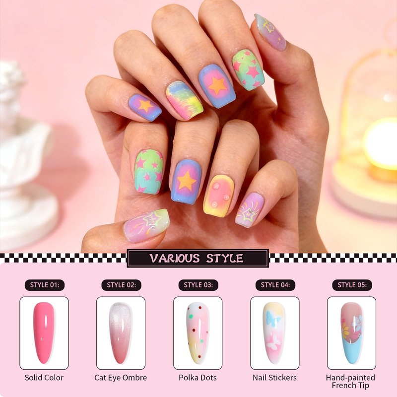 GELLAKTIK 12 Color Patting Nail Gel Polish Kit, Ombre Painting Gel Palette with Brush & Silicone Patting Pen & Nail Art Stickers - UV/LED Curing for Gradient Nails, Beginner Friendly DIY Manicure Set