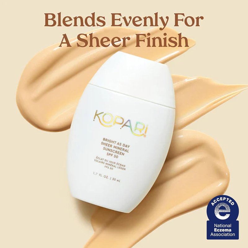 Kopari Bright As Day Mineral Sunscreen SPF 50 - 100% Mineral Formula with Vitamin C & Niacinamide | 1.7 oz for All Skin Tones
