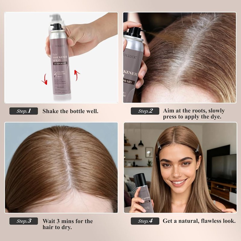 Root Touch Up Hair Color Spray - Temporary Gray Coverage | Ammonia-Free, Quick Drying, Water-Resistant, Black